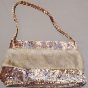 Elegant Velvet and Faux Fur Women's Bag